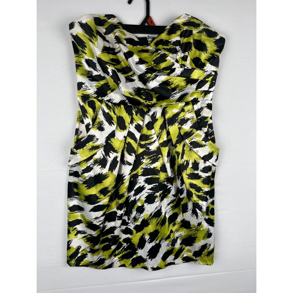 Friends Clothing Strapless Abstract Animal Print Mini Dress Womens 11 Green